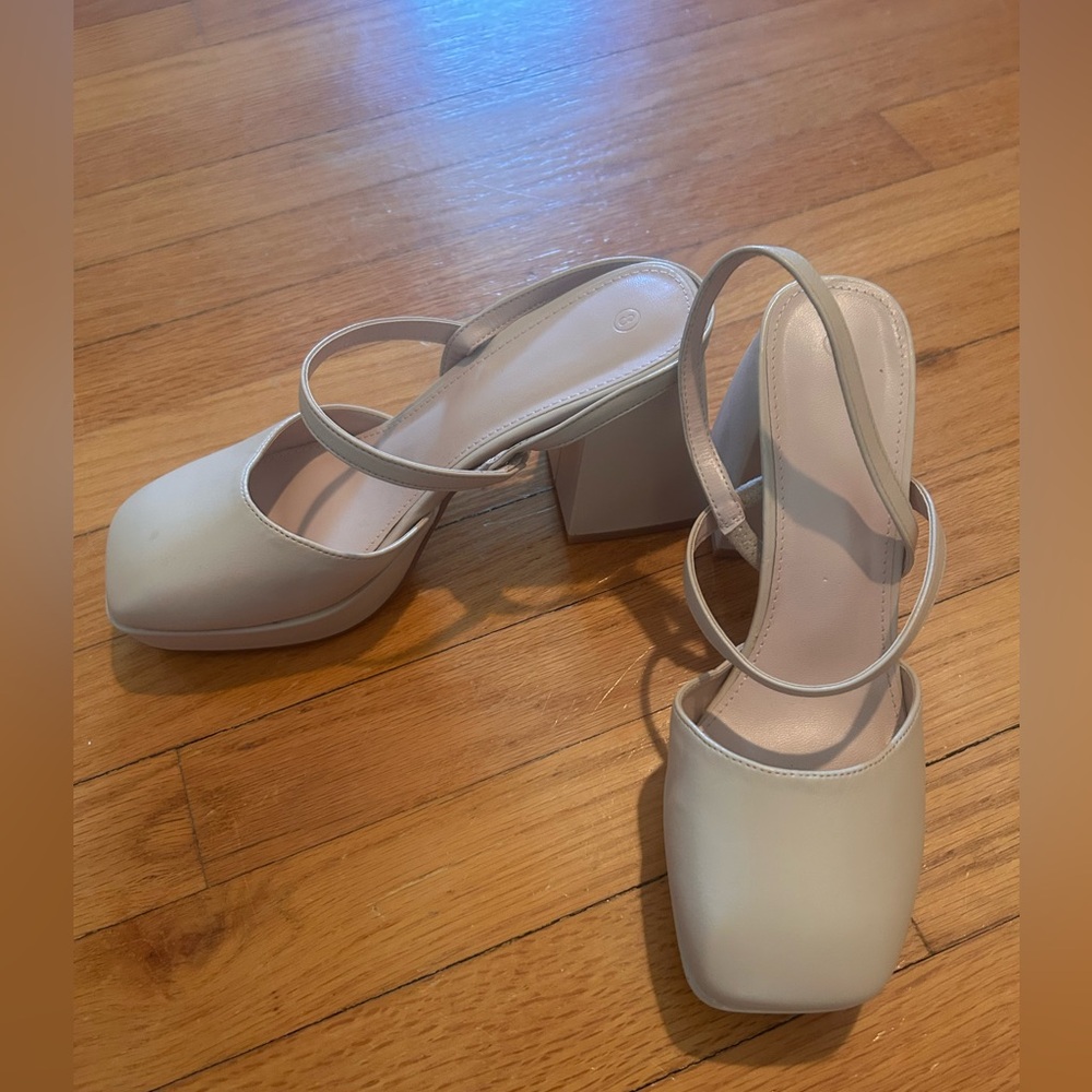 Nude block heels